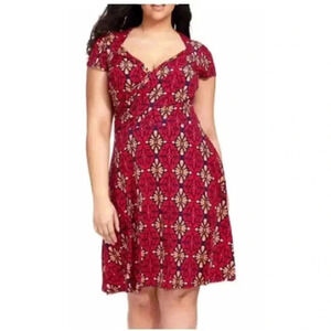 Leota Reye Jersey Faux Wrap Dress Size L Blue Multicolor Leopard